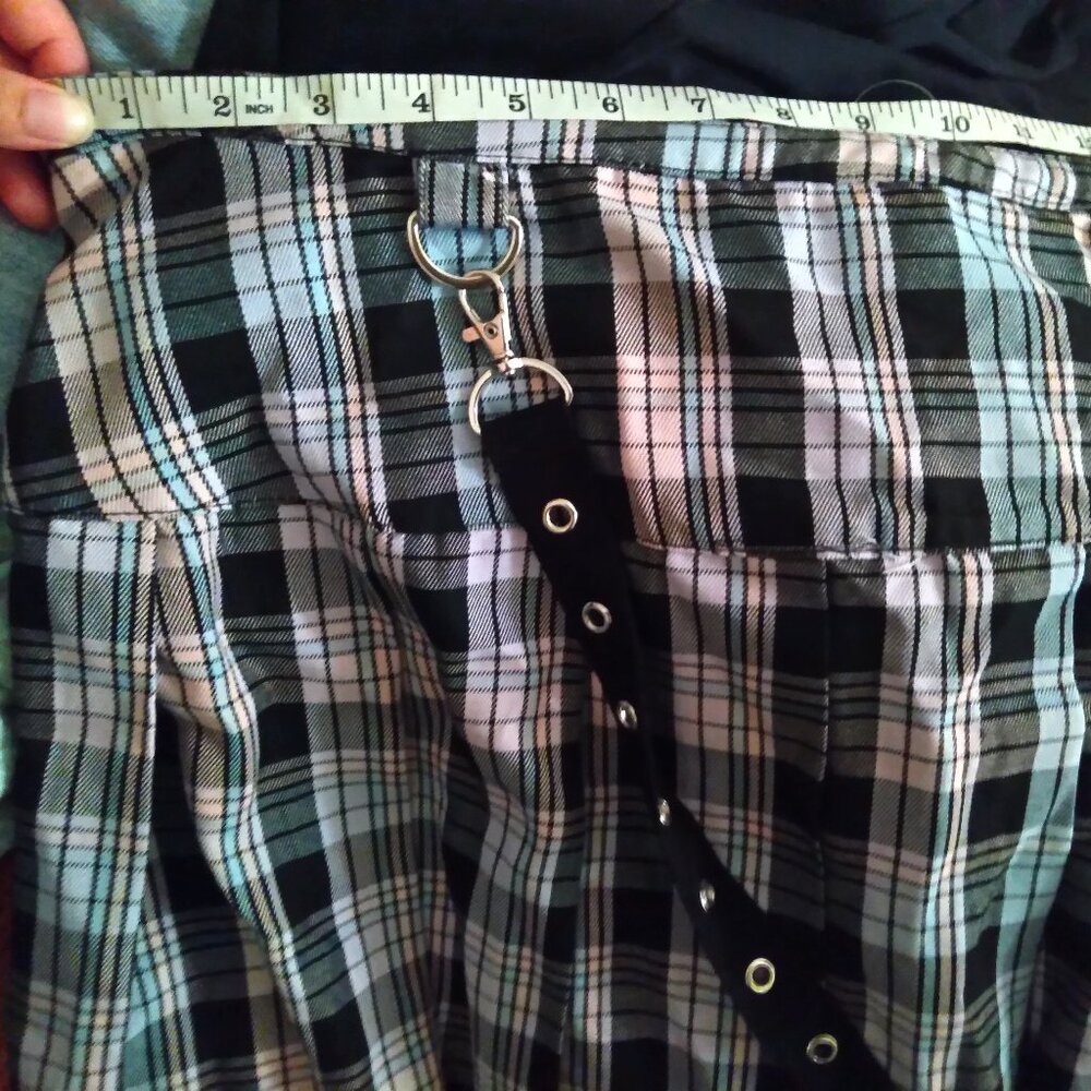 Hot Topic Pastel Plaid Pleated Mini Skirt with Grommet Suspender Strap NWT - Picture 5 of 10